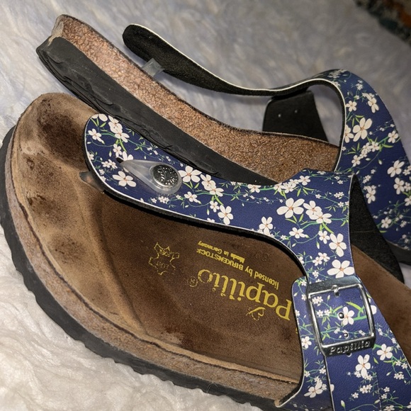 Papillio by Birkenstock Gizeh Birko-Flor Leather Footbed Sandals Blue, Size 8 - Picture 3 of 15